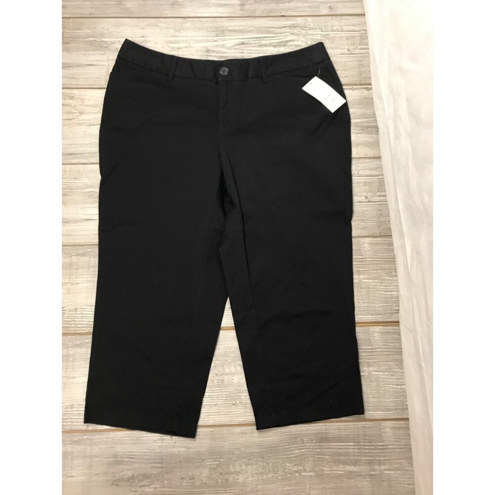 Sejour Plus Womens Black Cotton Khaki Style Capri Pants Size 16W SJ309953WN